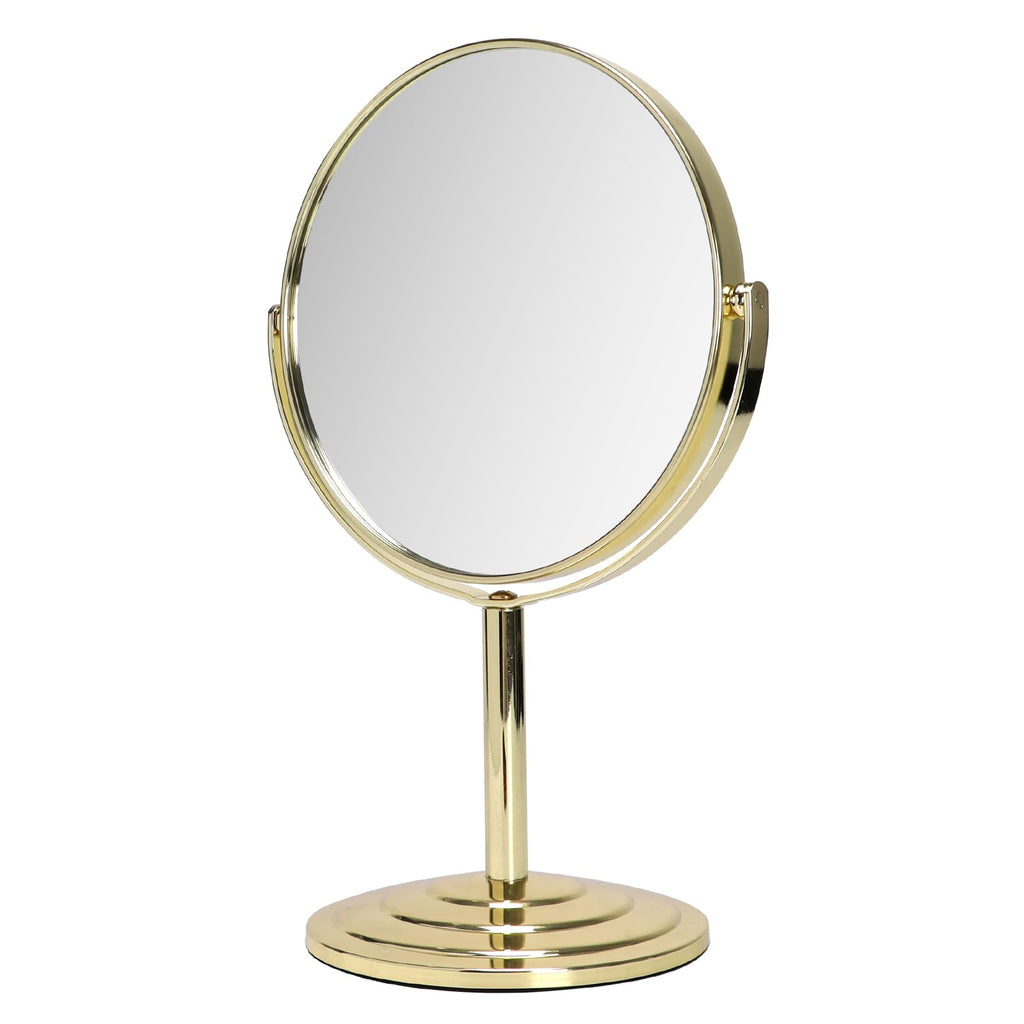 Schliersee Gold Magnifying Vanity Makeup Mirror, 1X/3X Double Sided Swivel Magnification Standing Desk Mirror, 7 Inch