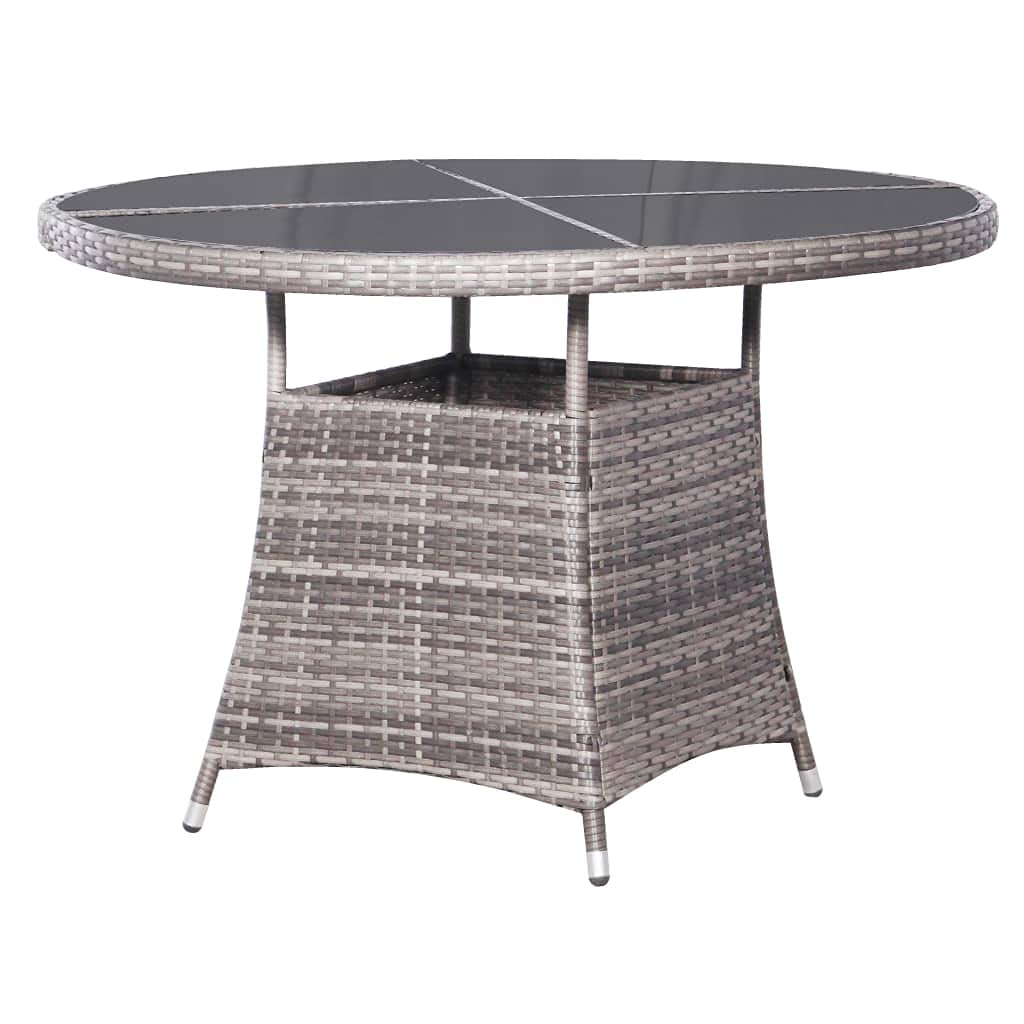 vidaXL Patio Dining Set 7 Piece Garden Outdoor Yard Terrace Balcony Backyard Table and Chair Seat Seating Furniture Poly Rattan Anthracite and Gray