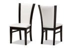 Baxton Studio Adley Modern and Contemporary 5-Piece Dark Brown Finished White Faux Leather Dining Set White//Medium Wood/Contemporary/Table/Faux Leather/Solid Rubber Wood/Foam