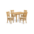 East West Furniture NOVA5-OAK-C 5 Piece Dining Table Set for 4 Includes a Rectangle Kitchen Table with Butterfly Leaf and 4 Linen Fabric Dining Room Chairs, 32x54 Inch, Oak