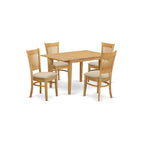 East West Furniture NOVA5-OAK-C 5 Piece Dining Table Set for 4 Includes a Rectangle Kitchen Table with Butterfly Leaf and 4 Linen Fabric Dining Room Chairs, 32x54 Inch, Oak