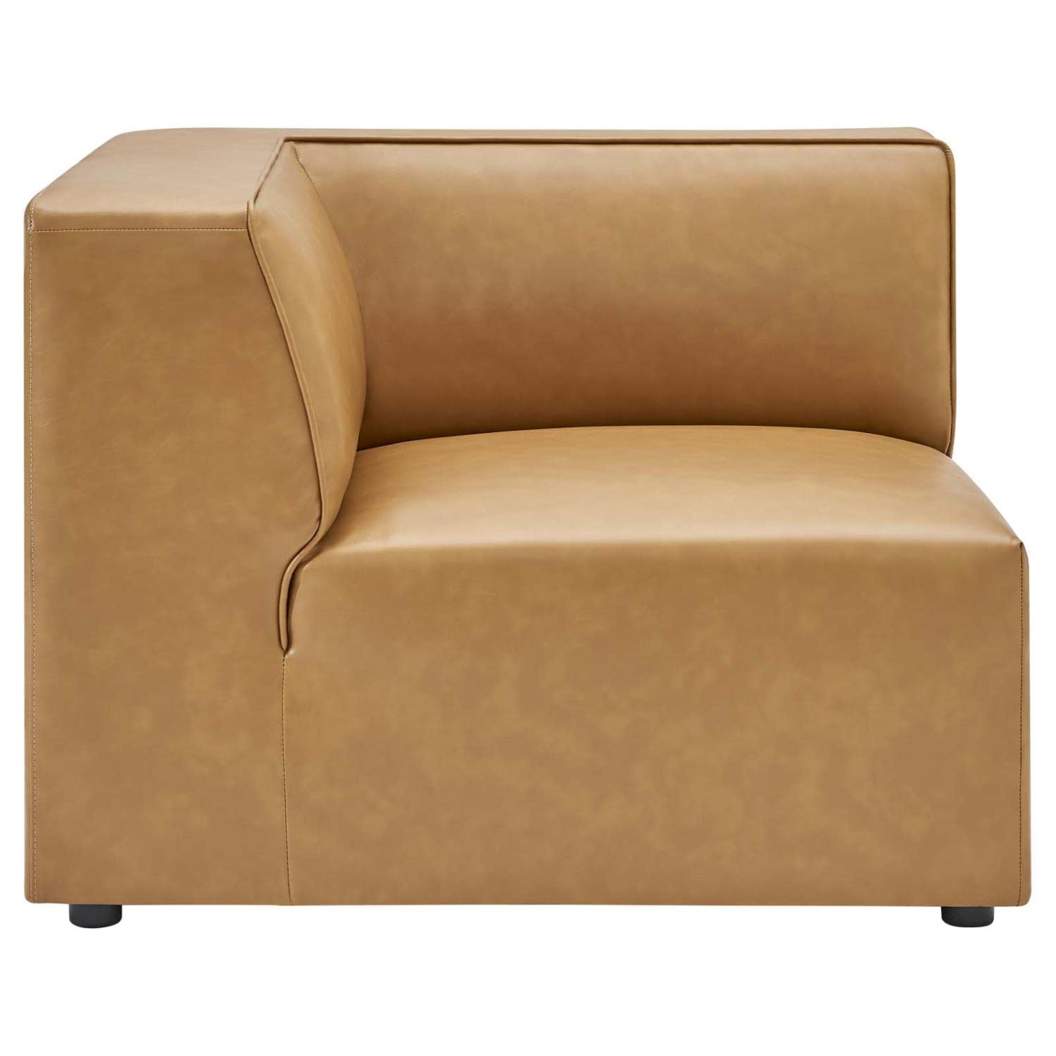 Modway Mingle Vegan Leather Sectional Sofa Corner Chair in Tan