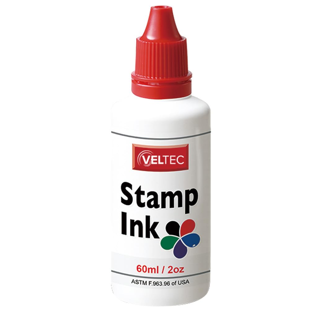 Veltec S-81 Premium Stamp Refill Ink For Self-Inking And Rubber Stamp Pads - 2 Oz (Red)