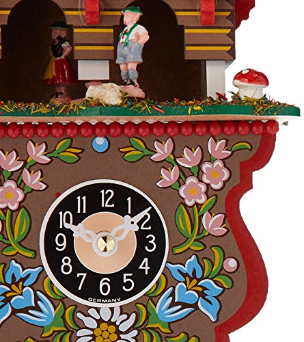 Alexander Taron Importer 235Sq Engstler Battery-Operated Clock-Mini Size-7.5" H X 5.25" W X 2.75" D, Brown
