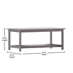 Flash Furniture Charlestown Two Tiered Commercial Grade Adirondack Coffee Table - Gray Finish Poly Resin Wood - All-Weather - Slatted Shelf Design,Grey