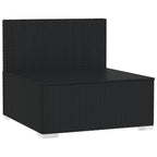 vidaXL Patio Middle Sofa - Black Poly Rattan with Aqua Cushions | Lightweight Outdoor Garden Seating with Durable Powder-Coated Steel Frame & Plastic Chrome Feet
