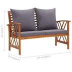 vidaXL Outdoor Patio Bench, Wooden Garden Bench with Cushions, Park Outdoor Bench for Patio Porch Poolside Balcony, Retro Style, Solid Wood Acacia