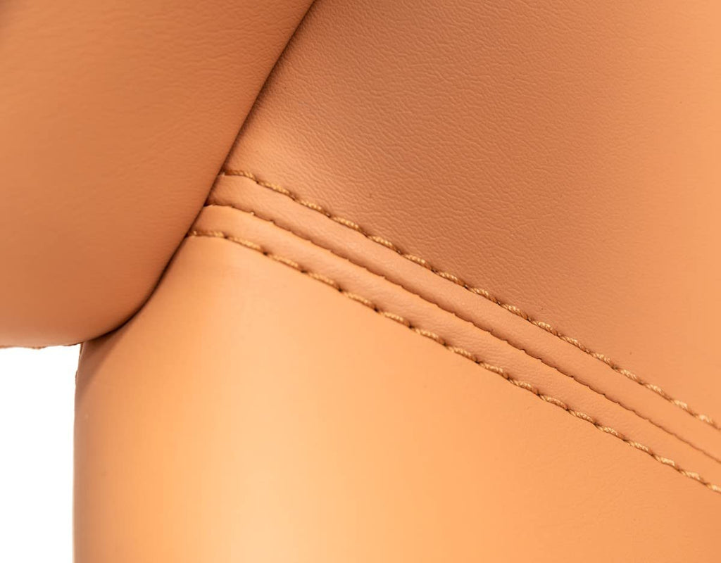 HomeRoots Orange Faux Leather, Metal Peach Rosegold Dining Chair