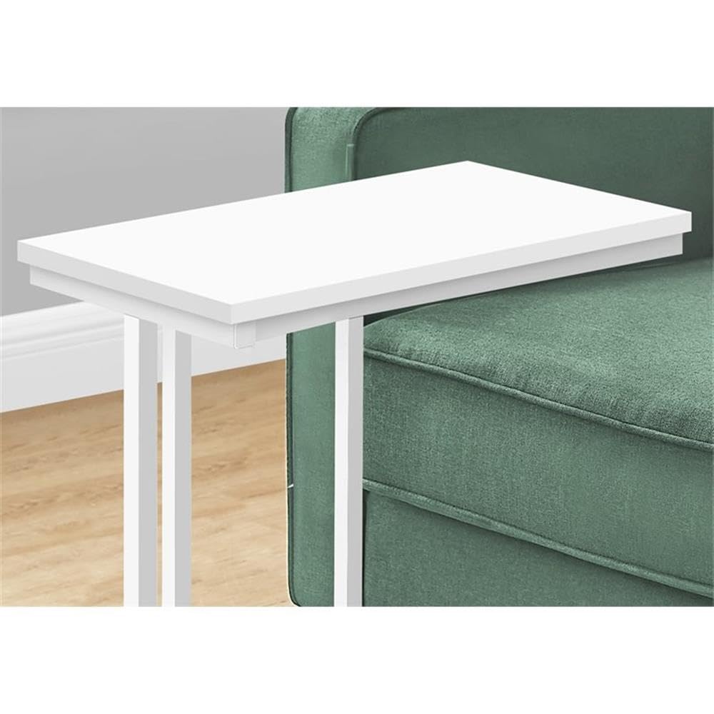Monarch Specialties 3468 Accent Table, C-Shaped, End, Side, Snack, Living Room, Bedroom, Metal, Laminate, White, Contemporary, Modern Table-25, 10.25&Quot; L X 18.5&Quot; W X 25.25&Quot; H