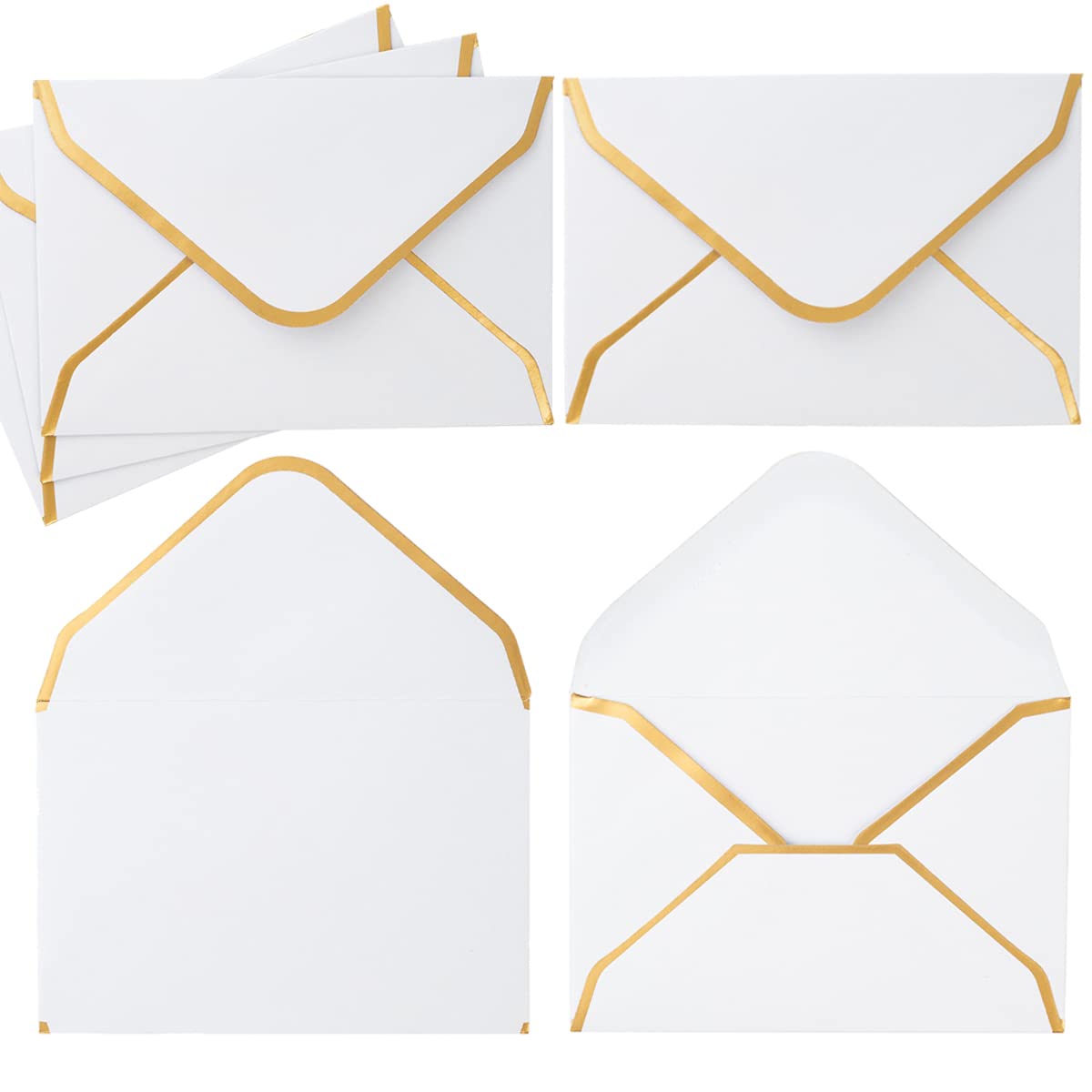 100 Pieces Mini Gift Card Envelopes Colorful V Flap Small Envelopes With Gold Border For Blank Note Cards, Business Gift Cards (