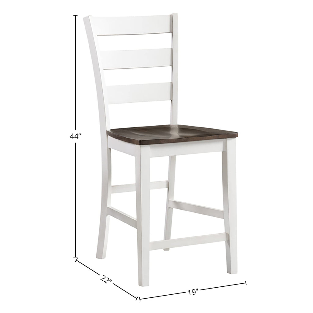 Intercon Kona 24" Ladder Back Bar Stool with Wood, Set of 2, Gray and White