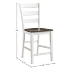Intercon Kona 24" Ladder Back Bar Stool with Wood, Set of 2, Gray and White