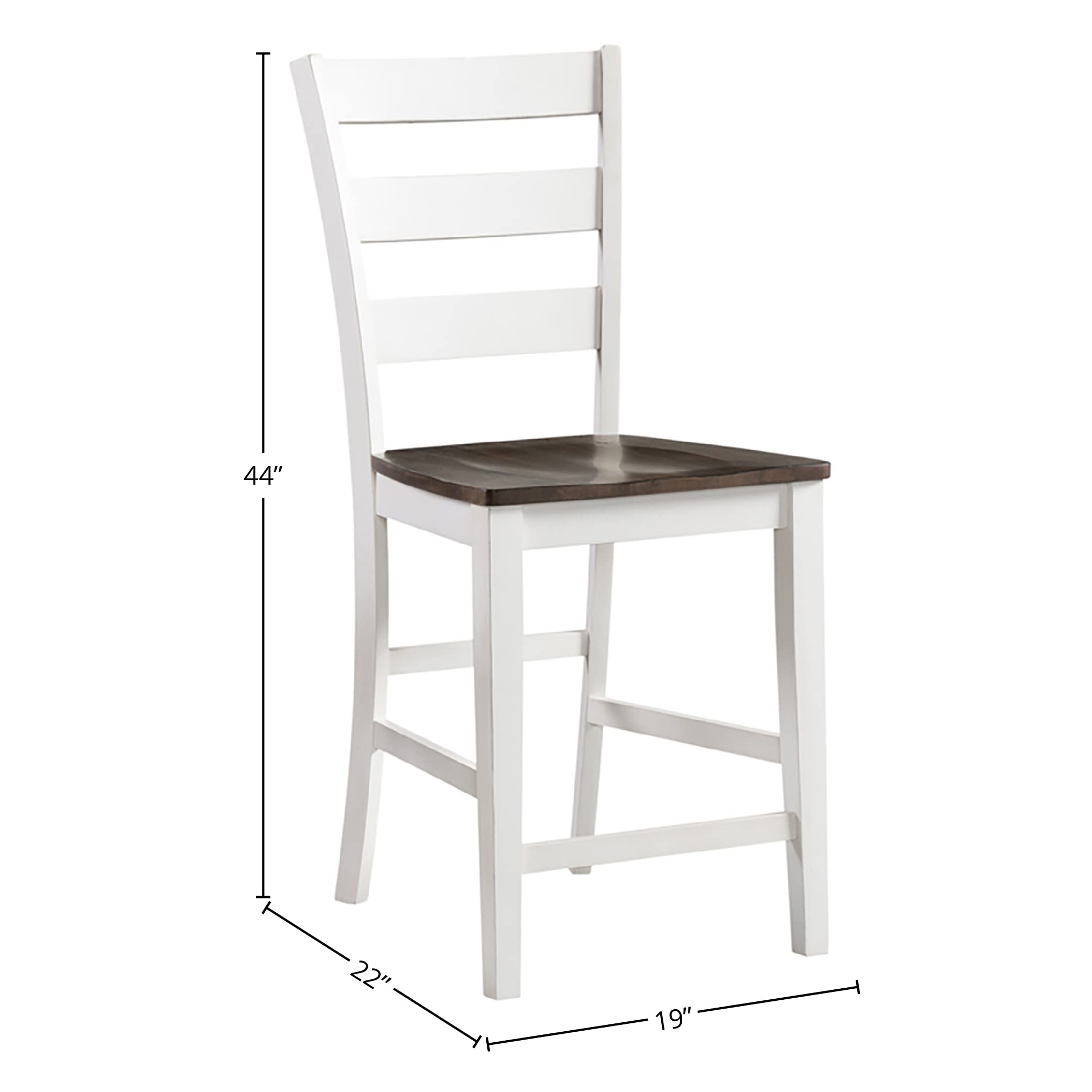 Intercon Kona 24" Ladder Back Bar Stool with Wood, Set of 2, Gray and White