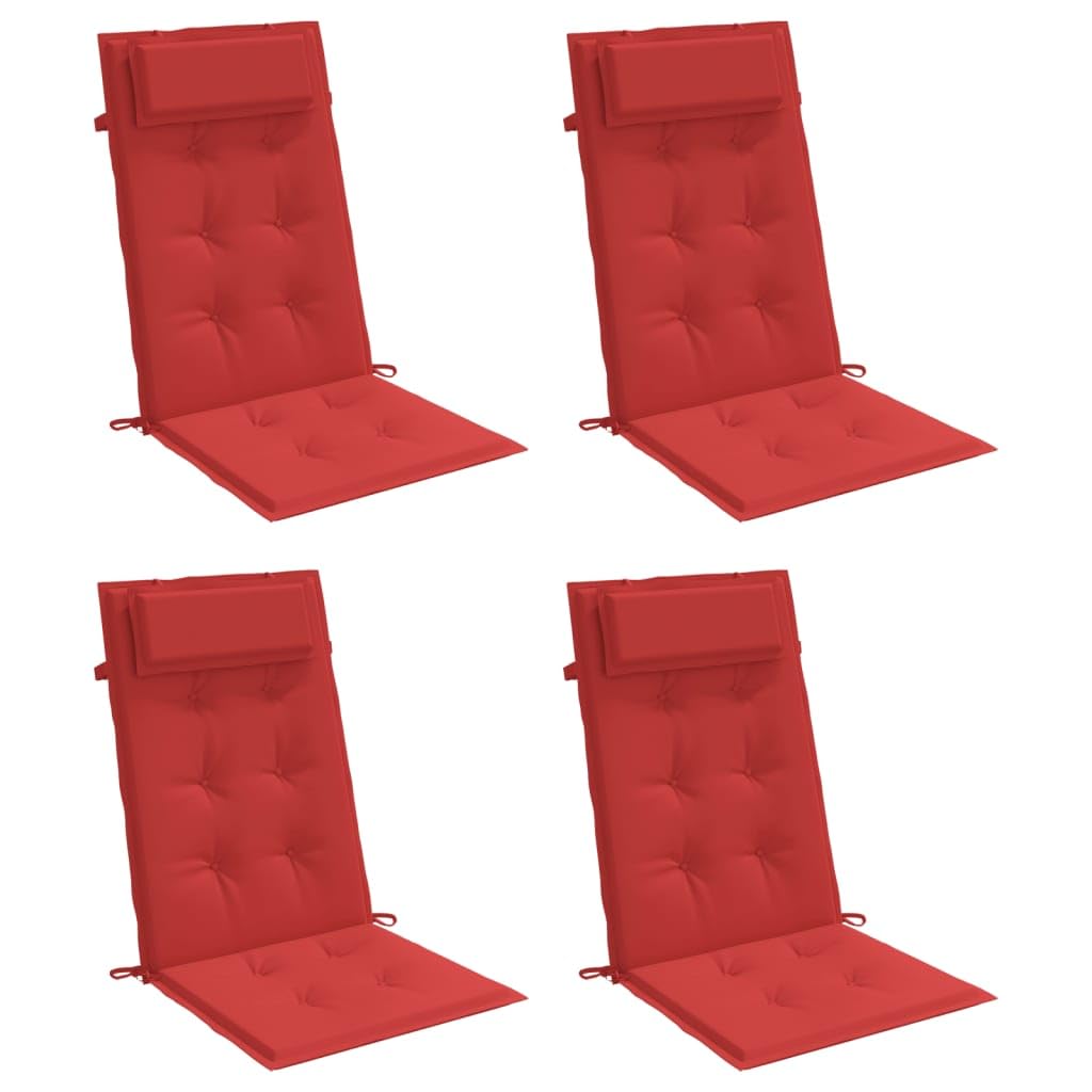 Vidaxl 4 Pcs Highback Chair Cushions Set, Durable Oxford Fabric, Soft Foam Fiber Filling, Water-Resistant, Non-Slip Design With