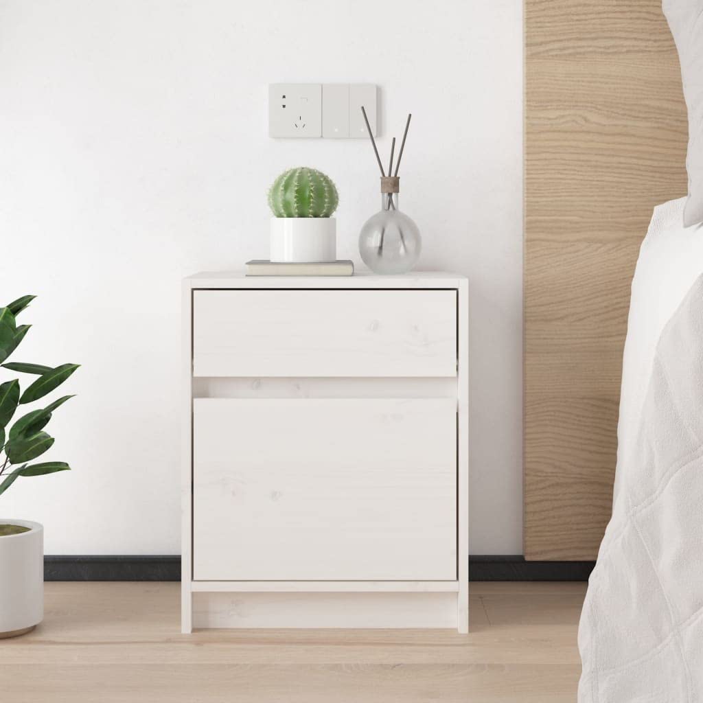 vidaXL Bedside Cabinets 2 pcs White 15.7&quot;x12.2&quot;x19.7&quot; Solid Pinewood