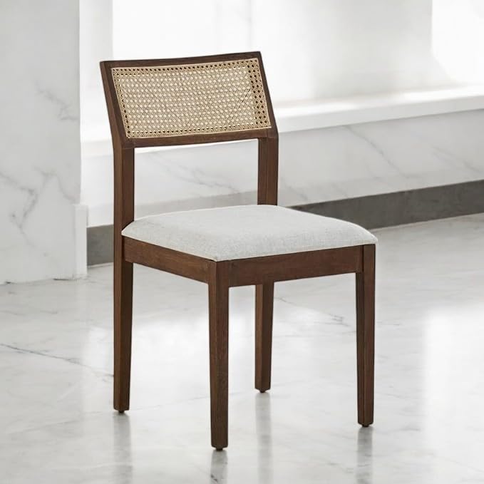 X Went Furniture Solid Sheesham Wooden Cane Chair Connection Terra Brown Sheesham Wood Dining Chair (Set Of 1 Walnut Finish)