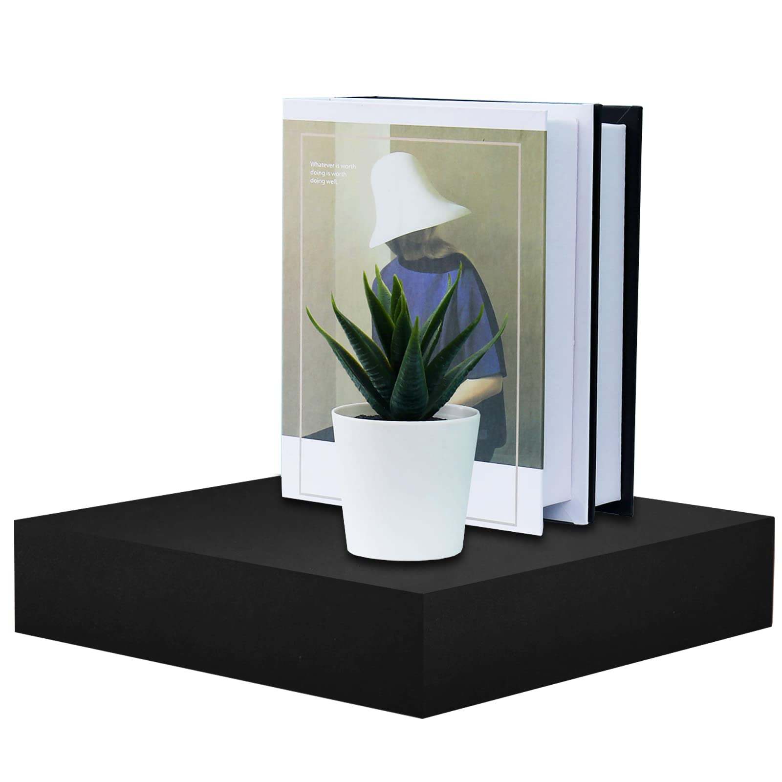 Welland 9 1/4 Inch Black Mission Floating Shelves For Wall, Bathroom Wall Mount Shelves, Wood Modern Display Shelves, Book Shelves,For Bedroom,Living Room And Kitchen