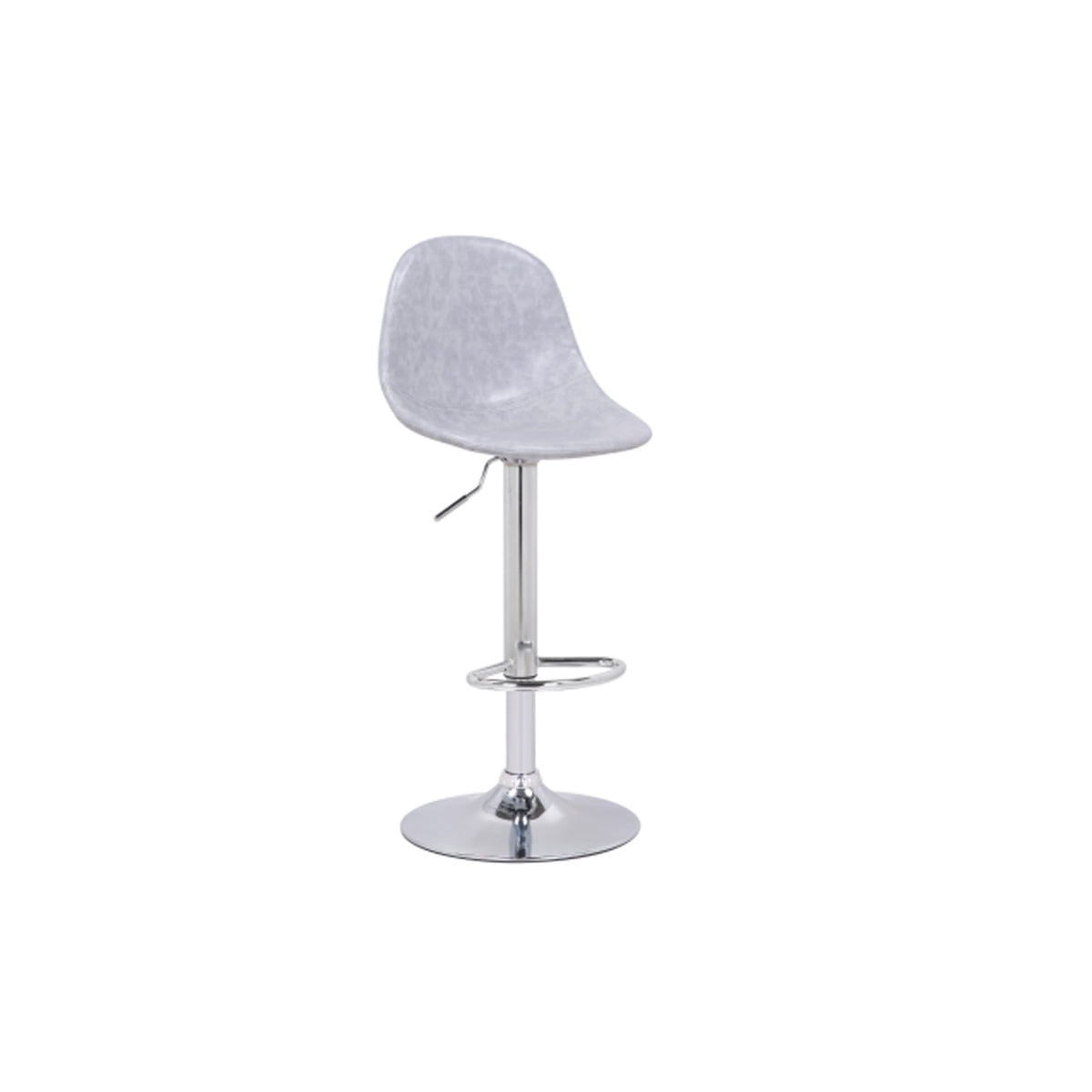 Elama 2 Piece Adjustable Plastic Bar Stools In Gray With Chrome Base, Black, Chrome, (Elm-2922)