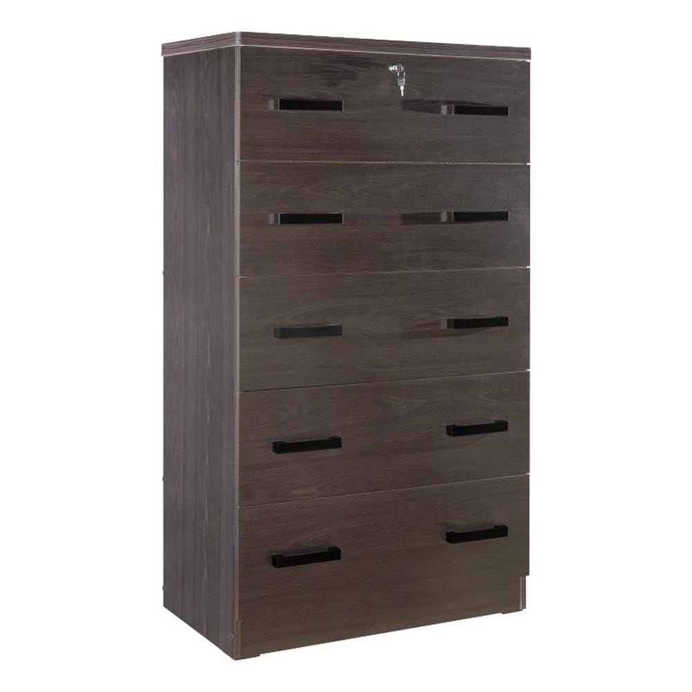 Better Home Products Olivia Super Jumbo 5 Drawer Chest with Metal Gliding Rails (SLD5 Tobacco)