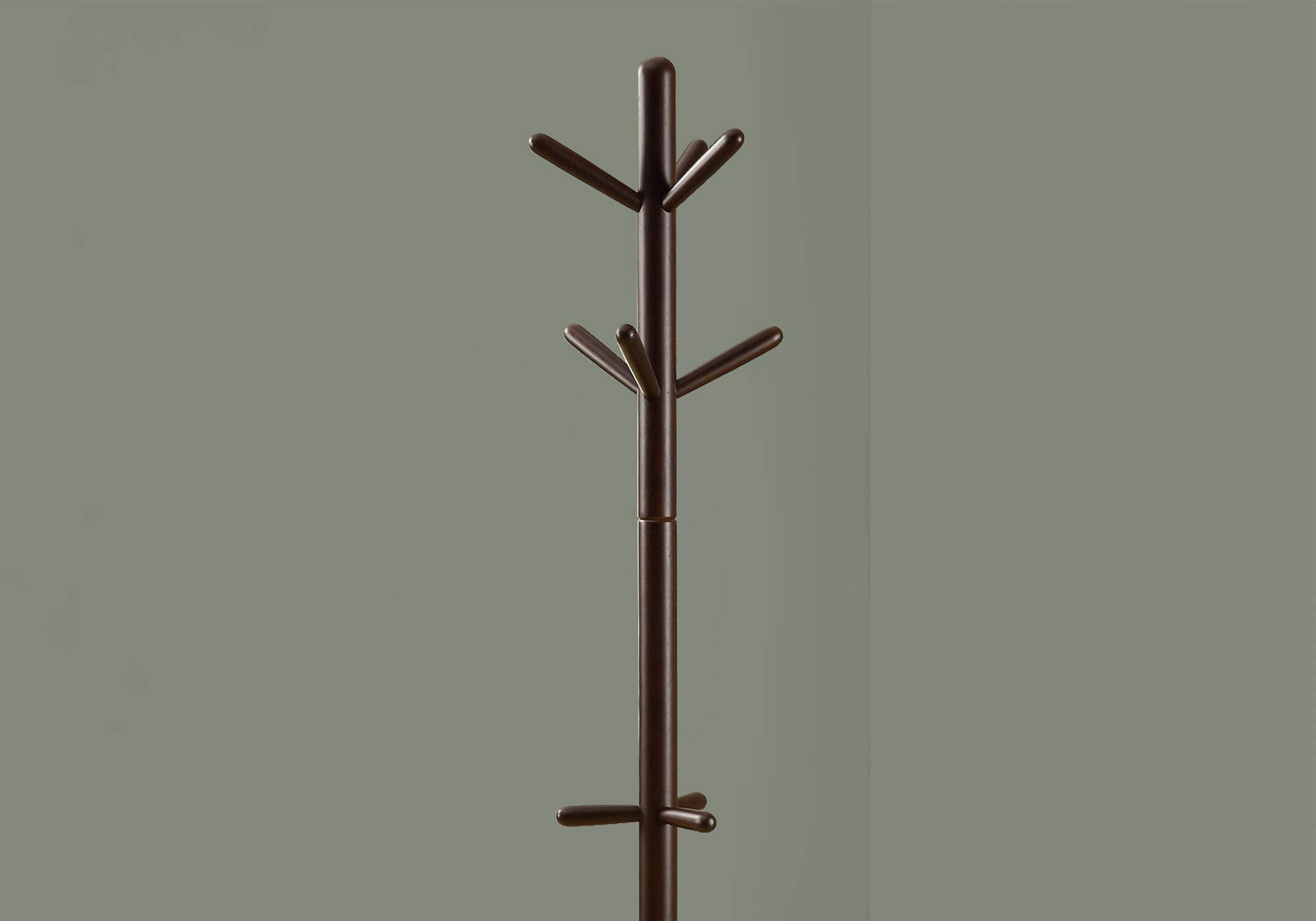 Monarch Specialties 2004, Hall Tree, Free Standing, 9 Hooks, Entryway, Bedroom, Wood, Brown, Contemporary, Modern Coat Rack, 16.25' L x 16.25' W x 69' H, Cappuccino