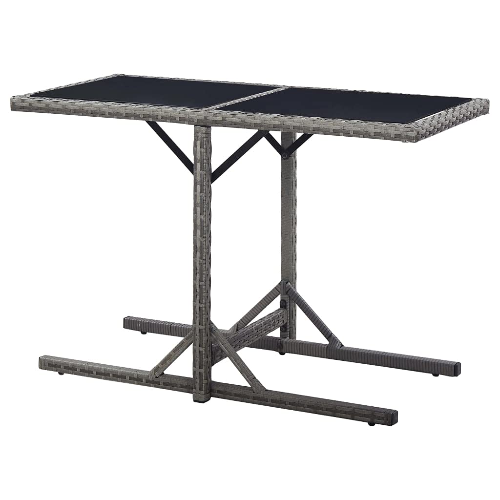 vidaXL Rectangular Patio Table 43.3"x20.9"x28.3" with Glass Top and Poly Rattan Construction, Ideal for Outdoor Use - Anthracite
