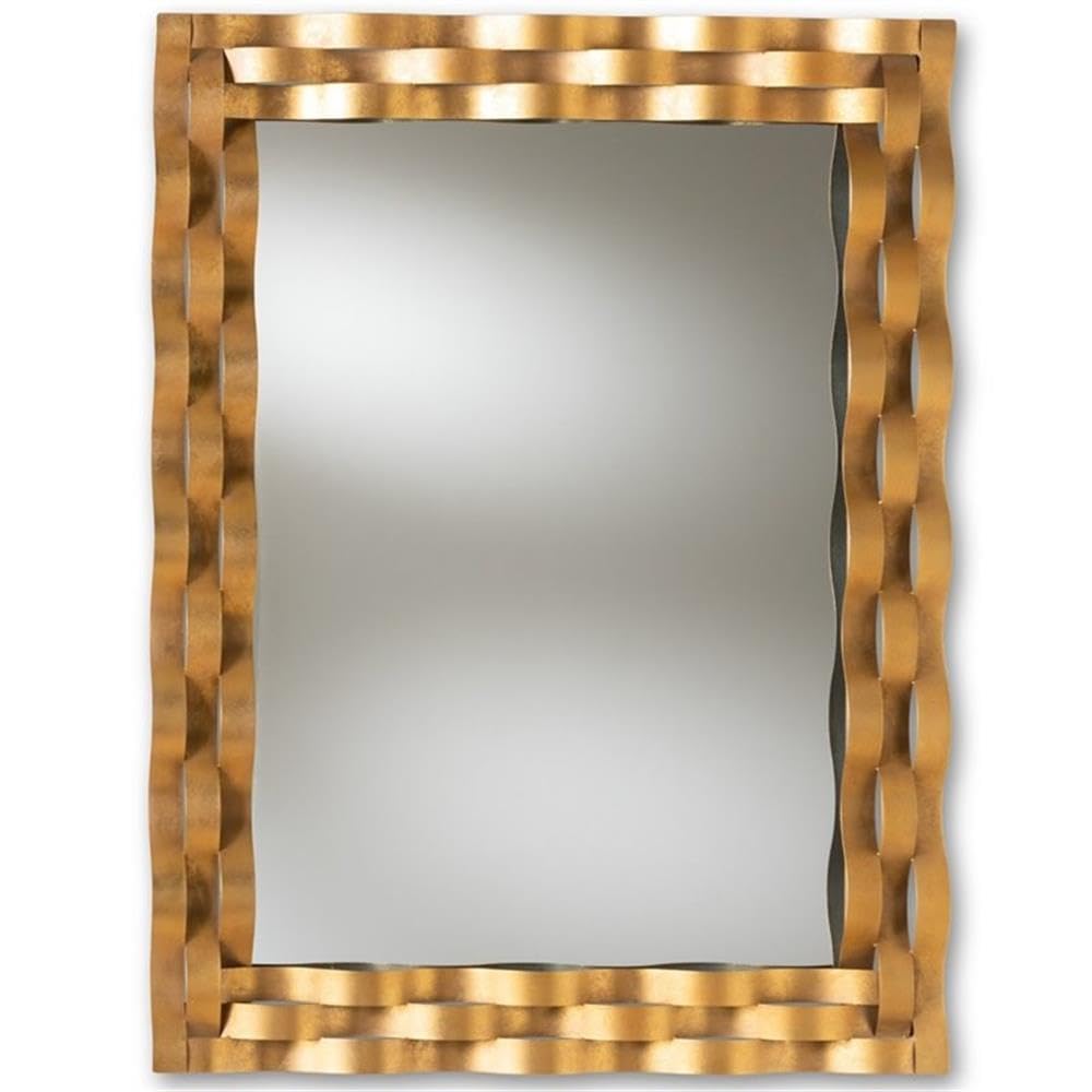 Baxton Studio Arpina Modern and Contemporary Antique Gold Finished Rectangular Accent Wall Mirror