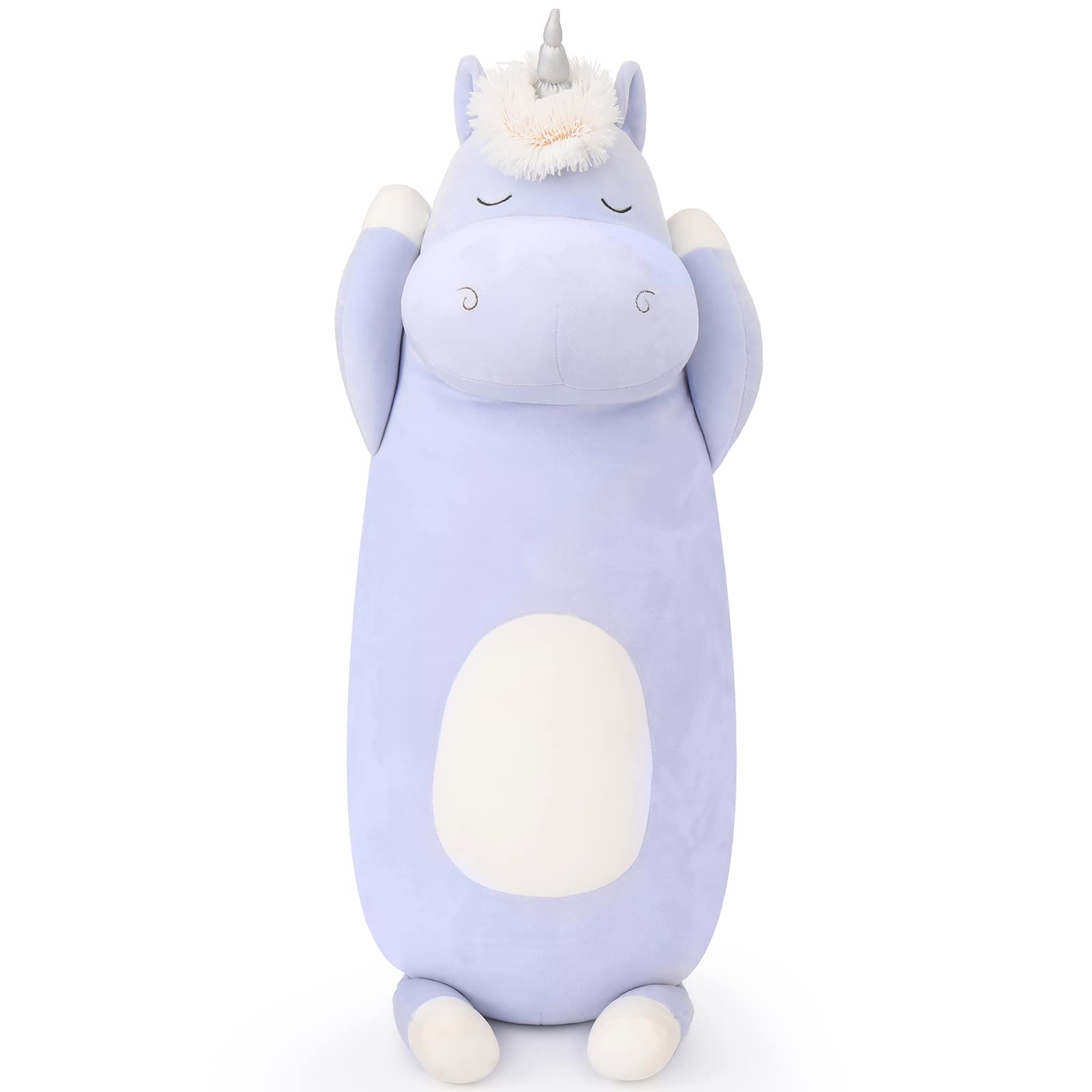 Morismos 24 ' Unicorn Body Pillow, Soft Plush Toy For Kids & Adults, Blue