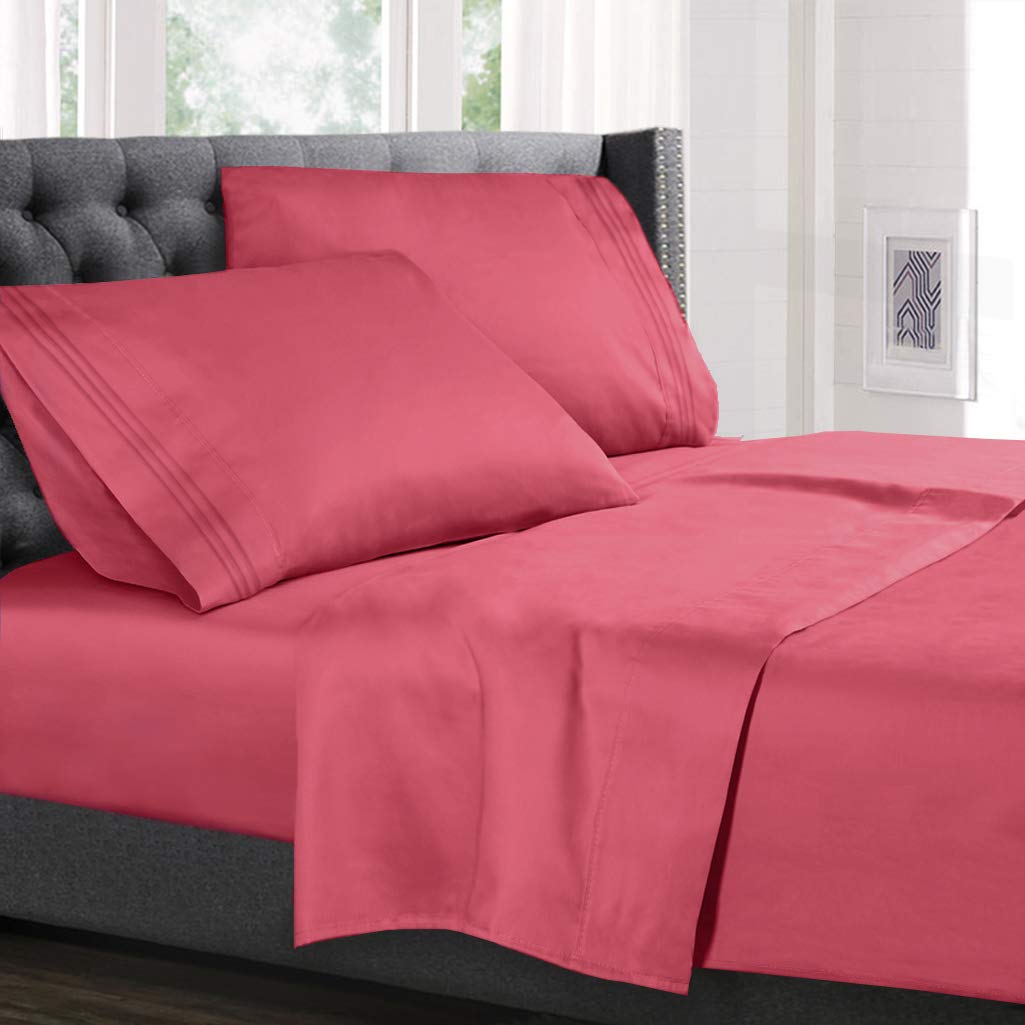 Hearth & Harbor Twin Size Sheets - 3 Piece Bed Sheet Set, Hotel Luxury Double Brushed Bed Sheets - Extra Soft Bedding Sheets & P