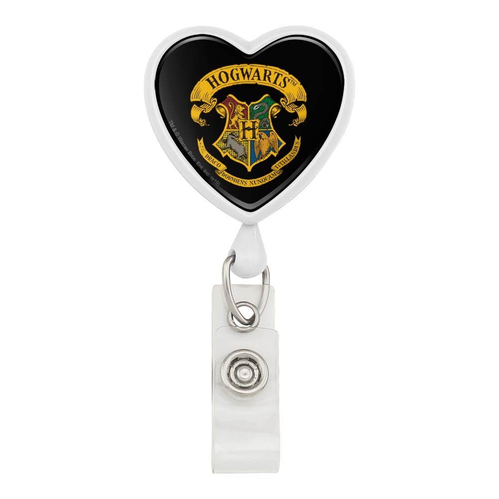 Harry Potter Ilustrated Hogwart'S Crest Heart Lanyard Retractable Reel Badge Id Card Holder
