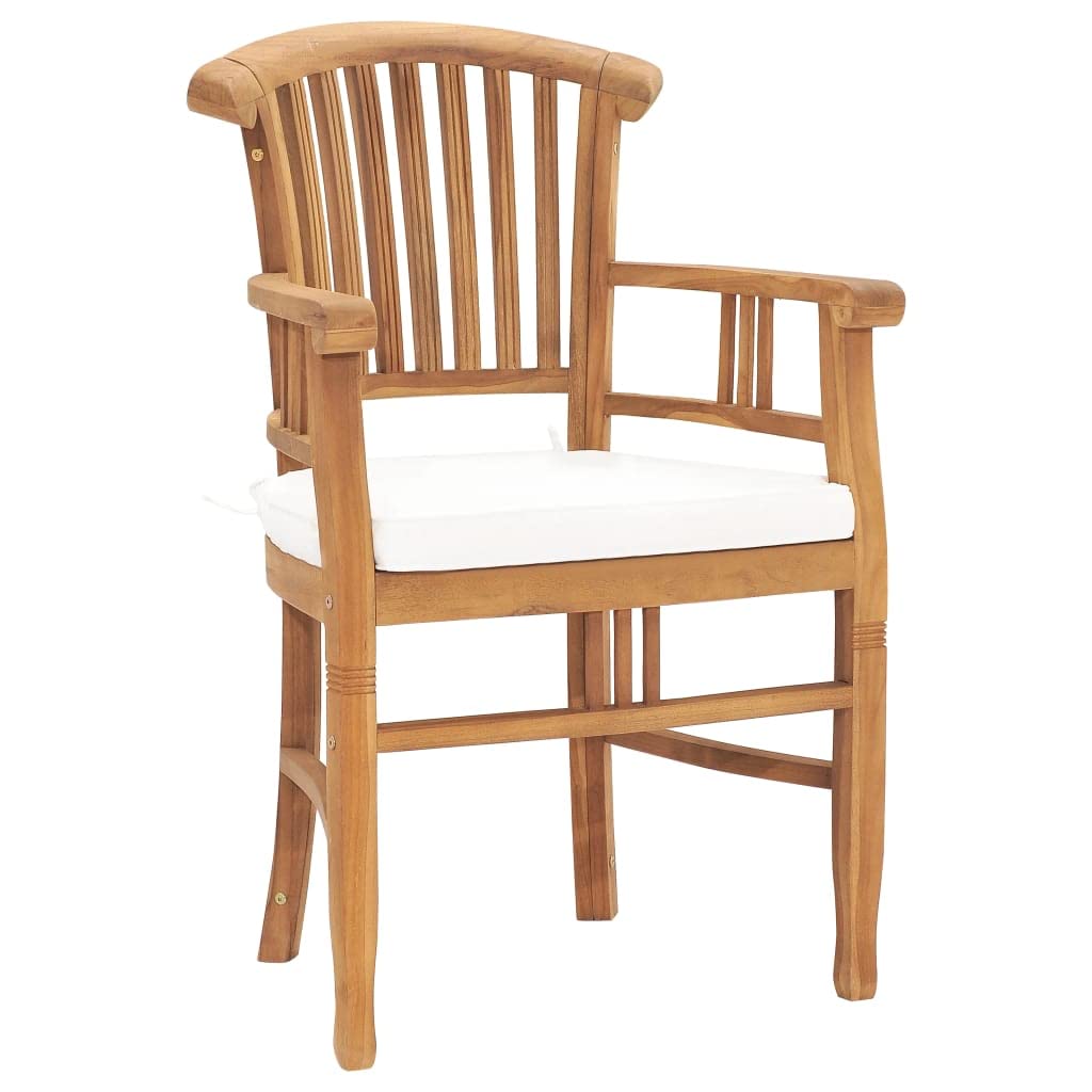 vidaXL Solid Teak Wood Patio Dining Set with Cushions 7 Piece Wooden Garden Outdoor Balcony Backyard Terrace Table Chair Dinner Furniture