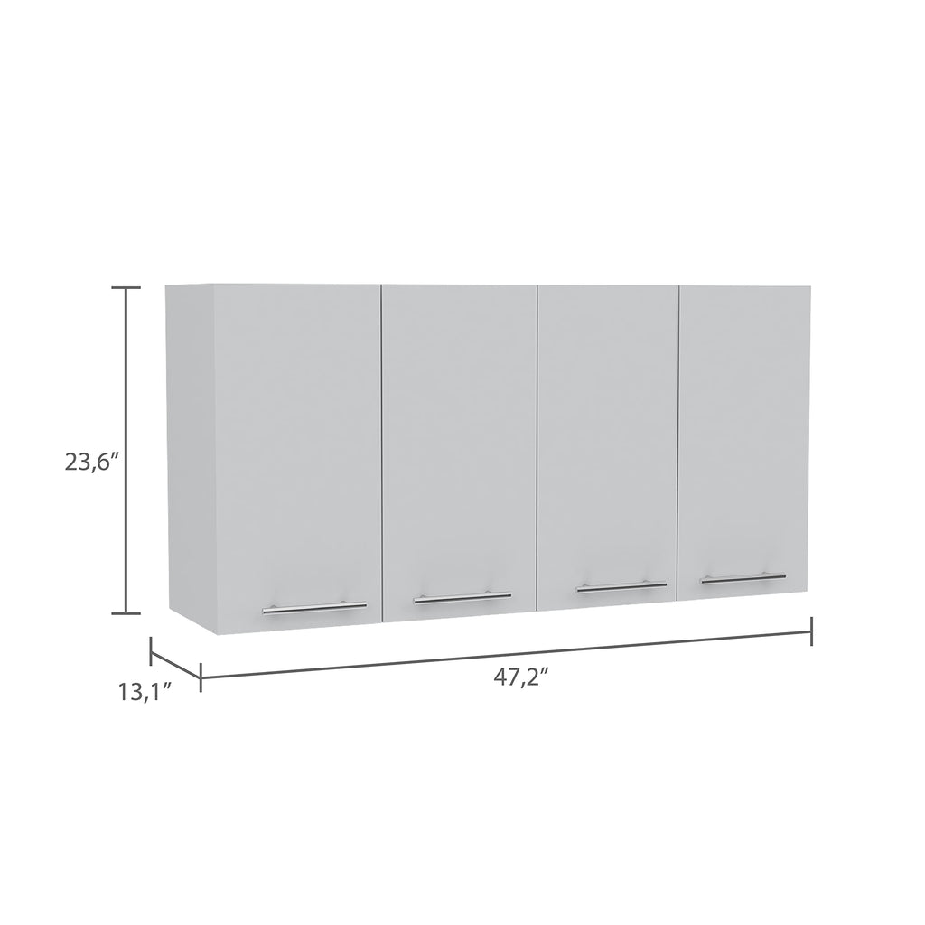 Wall Cabinet 24&Quot; H, 4 Doors, With 2 Internal Shelves And Internal Plate And Glass Organizer, White