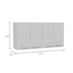 Wall Cabinet 24&Quot; H, 4 Doors, With 2 Internal Shelves And Internal Plate And Glass Organizer, White