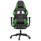 vidaXL Luxurious Gaming Chair - Adjustable Backrest and Height, Sturdy Frame, Faux Leather Upholstery, 360-degree Swivel, Black & Green