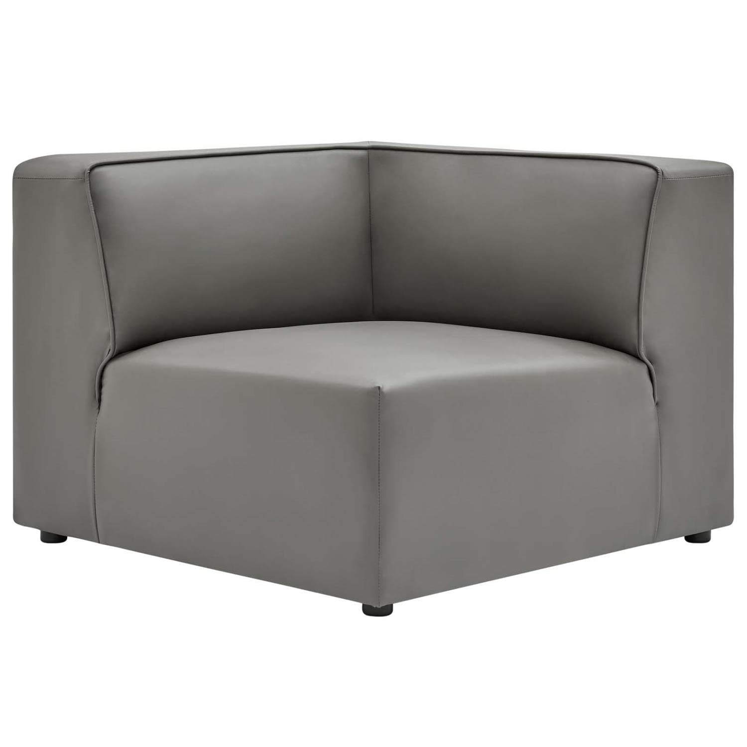 Modway Mingle Vegan Leather Sectional Sofa Corner Chair in Gray