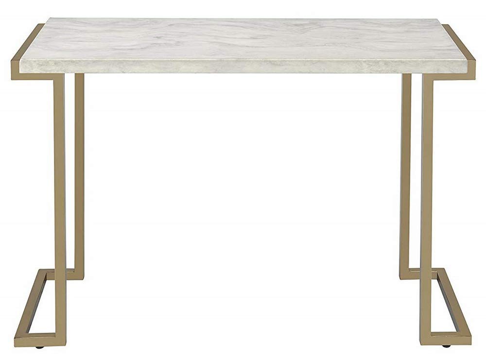 Acme Boice Ii Rectangular Faux Marble Top Console Table In Champagne Beige