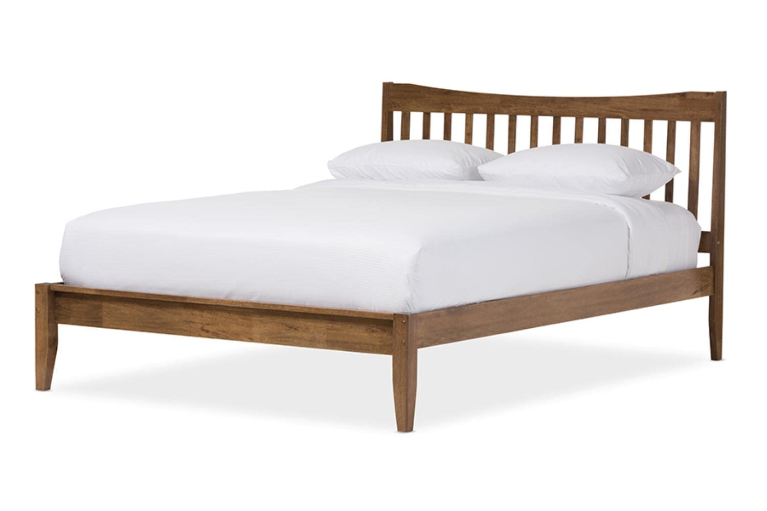 Baxton Studio Edeline Mid-Century Modern Curvaceous Slatted Platform Bed Full
