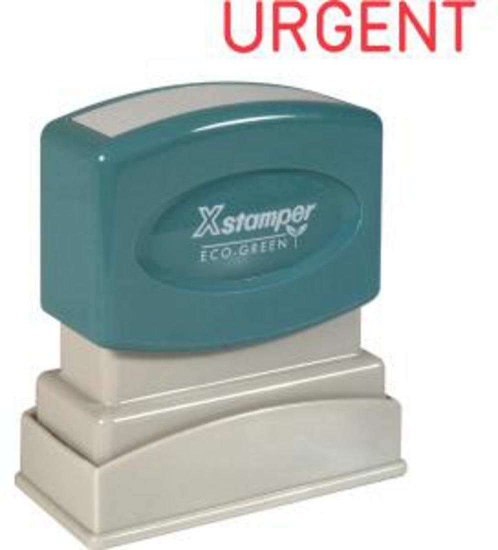 Xstamper(R) One-Color Title Stamp, Pre-Inked, 'Urgent', Red