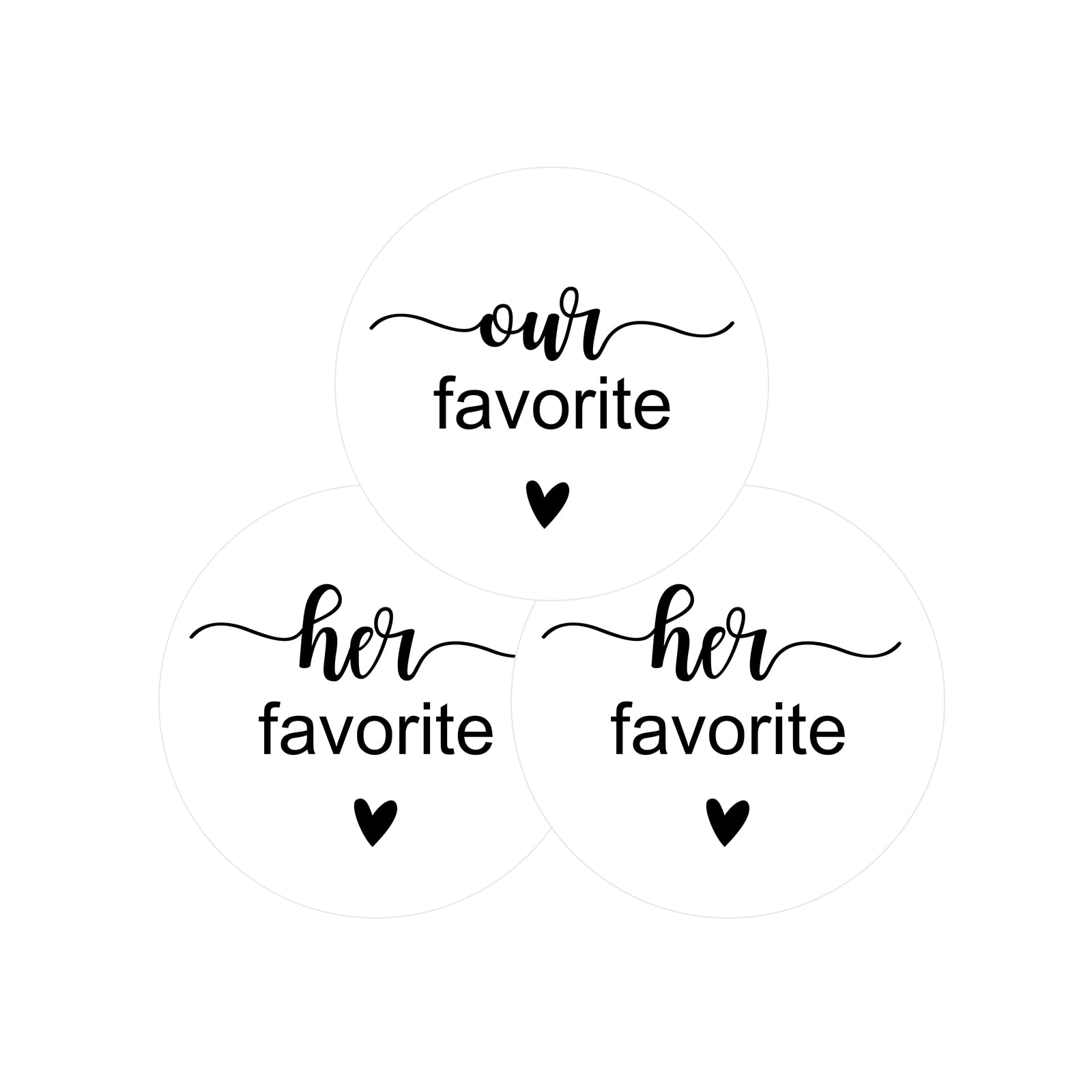 G2Plus 120Pcs Wedding Stickers, His And Her Favorite Stickers, Our Favorite Stickers, 2' Round Wedding Favors Stickers, White B