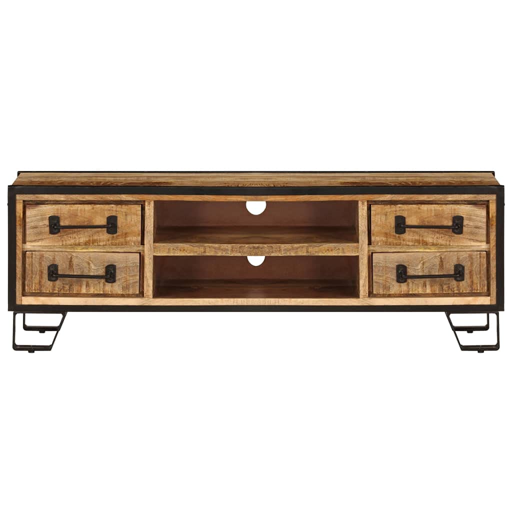 vidaXL Solid Mango Wood TV Stand with Drawers - Retro Industrial Style, Versatile Use as Sideboard, Lowboard, Ample Storage, Extra Stability