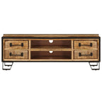 vidaXL Solid Mango Wood TV Stand with Drawers - Retro Industrial Style, Versatile Use as Sideboard, Lowboard, Ample Storage, Extra Stability