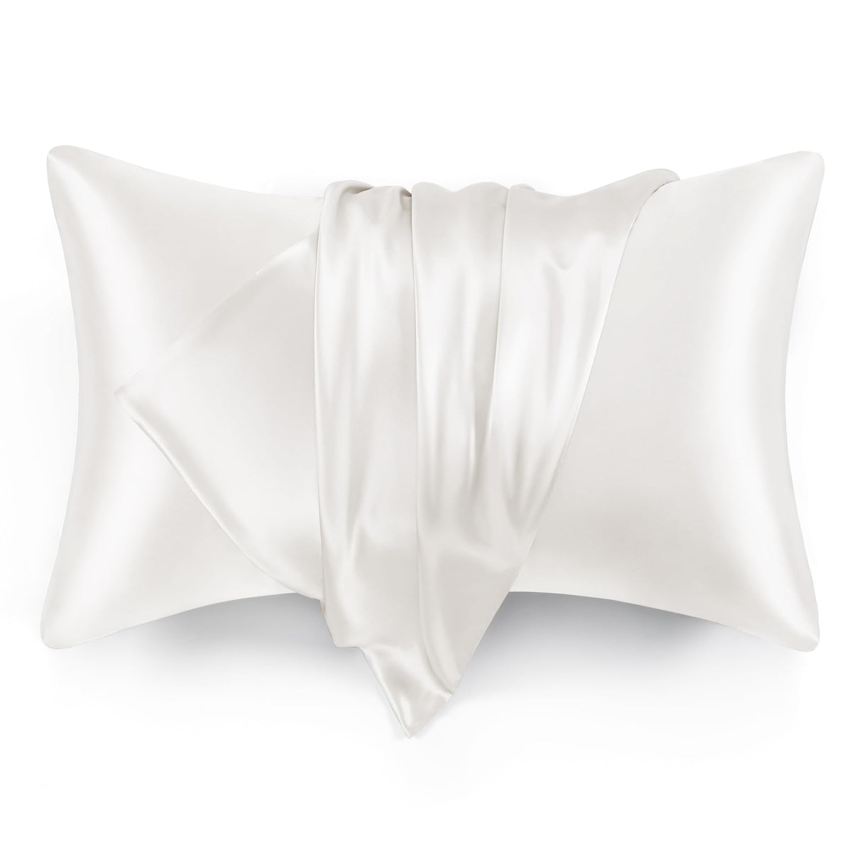 Love'S Cabin Silk Satin Pillowcase For Hair And Skin (Ivory White, 20X36 Inches) Slip King Size Pillow Cases Set Of 2 - Satin Co