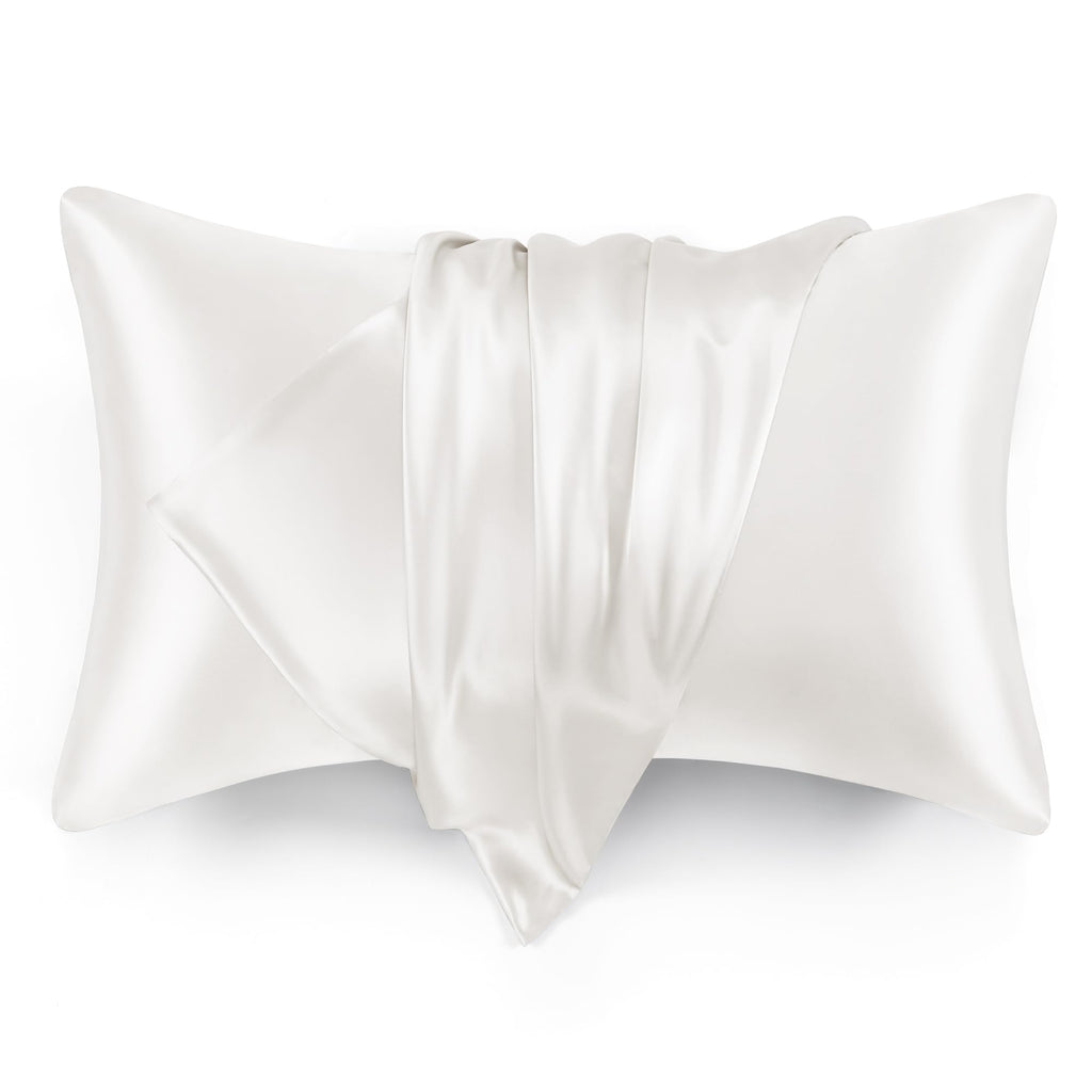 Love'S Cabin Silk Satin Pillowcase For Hair And Skin (Ivory White, 20X30 Inches) Slip Pillow Cases Queen Size Set Of 2 - Satin C