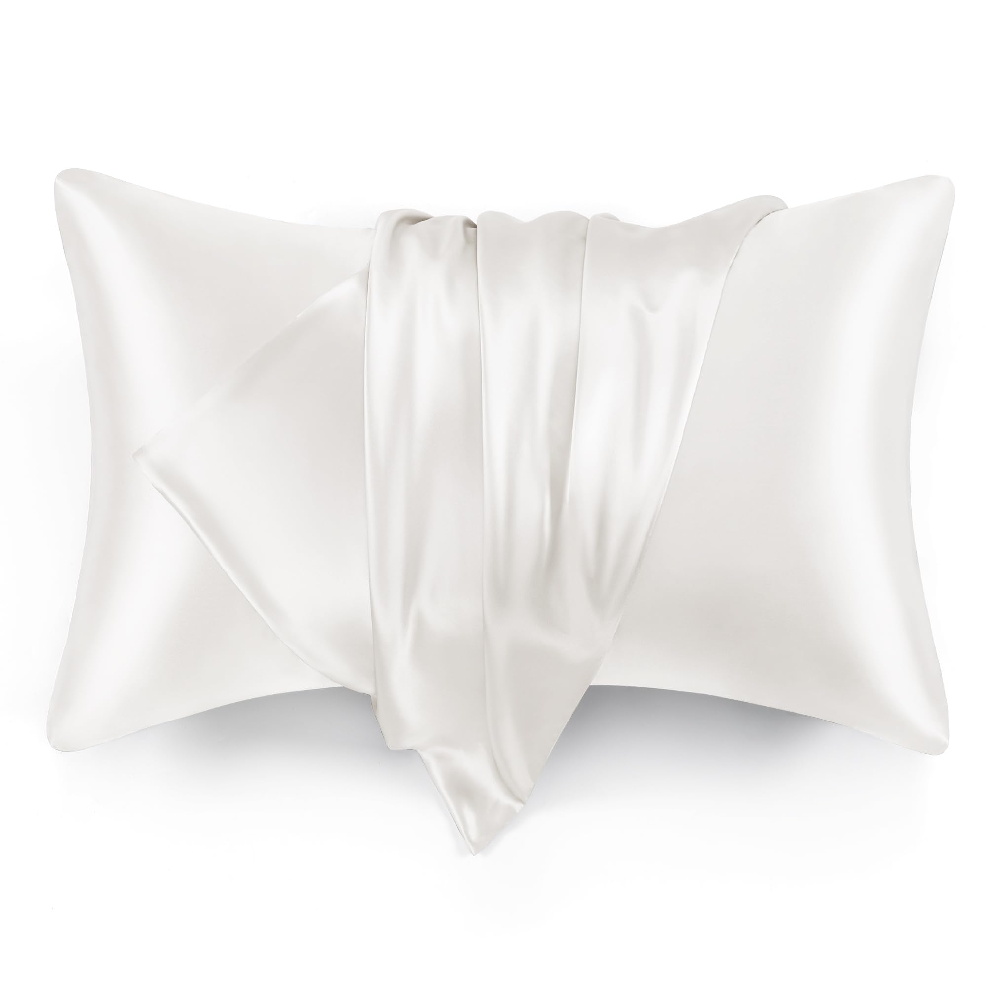 Love'S Cabin Silk Satin Pillowcase For Hair And Skin (Ivory White, 20X26 Inches) Slip Pillow Cases Standard Size Set Of 2 - Sati