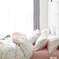 Floral Print Fitted Sheet Twin Pink White Flower Bedding Sheet Deep Pocket Cotton Bed Sheet Garden Flower Branch Mattress Cover