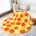 Bnuitland 71/80 Inches Pizza Funny Blanket With Pizza Pouch,300 Gsm Double Sided Giant Funny Realistic Food Blanket For Your Fam