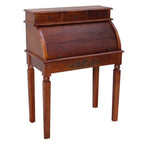 International Caravan Carved Wood Roll Top Desk, Walnut Effect, 31" L x 17" W x 42" H, Model 3820-IC