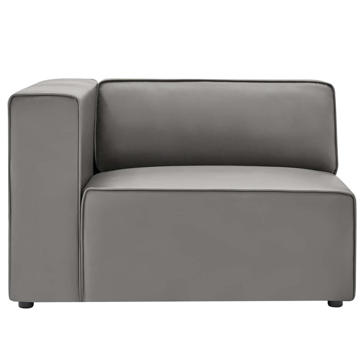 Modway Mingle Vegan Leather Sectional Sofa Left-Arm Chair in Gray