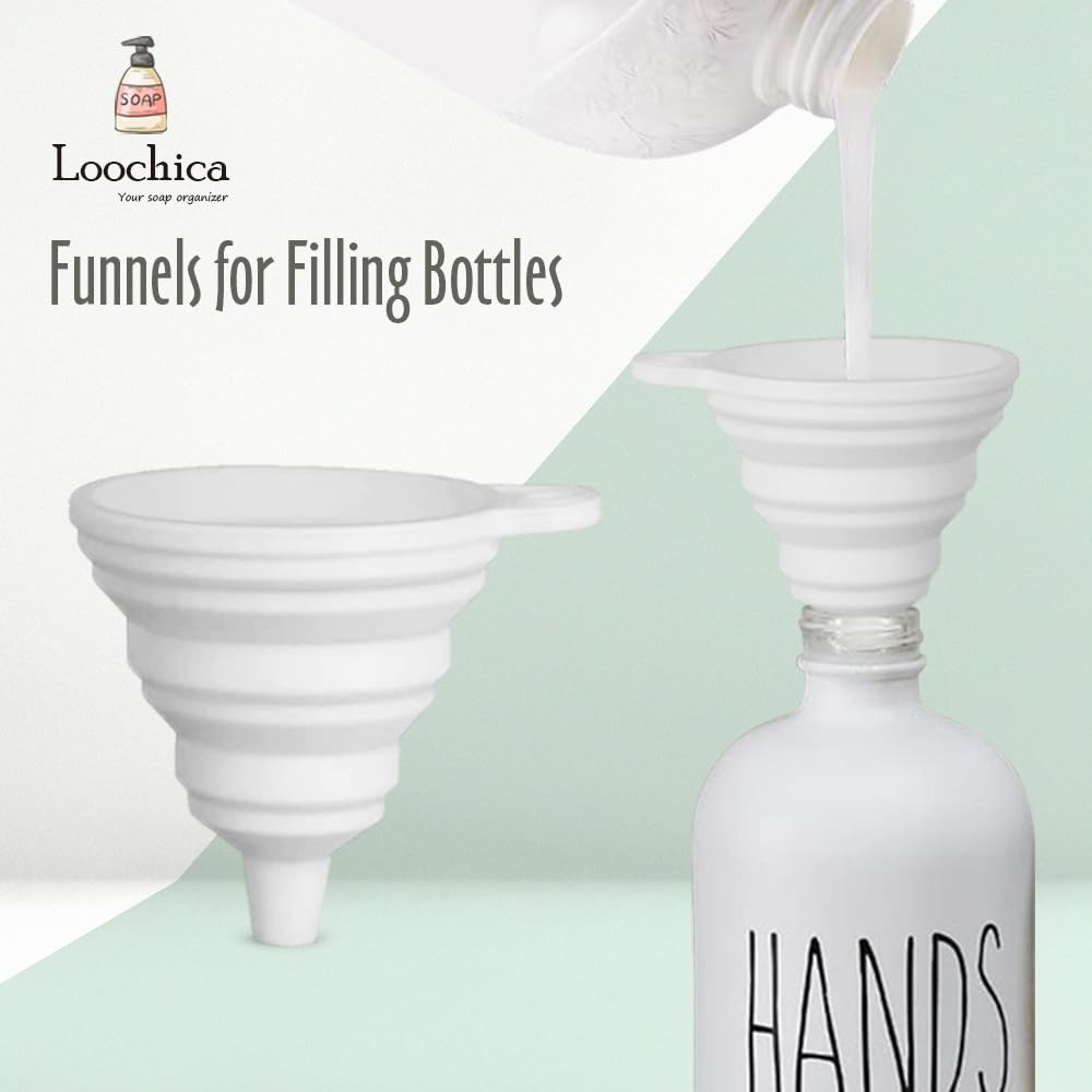 Loochica Glass Soap Dispenser Set With Tray, Contains Glass Hand Soap Dispenser And Glass Dish Soap Dispenser. Matte White Soap