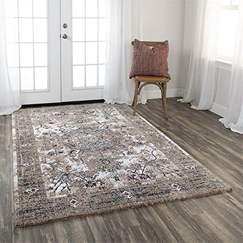 Sanction 8' X 10' Abstract Beige/White/Brown/Multi Color Power-Loomed Area Rug