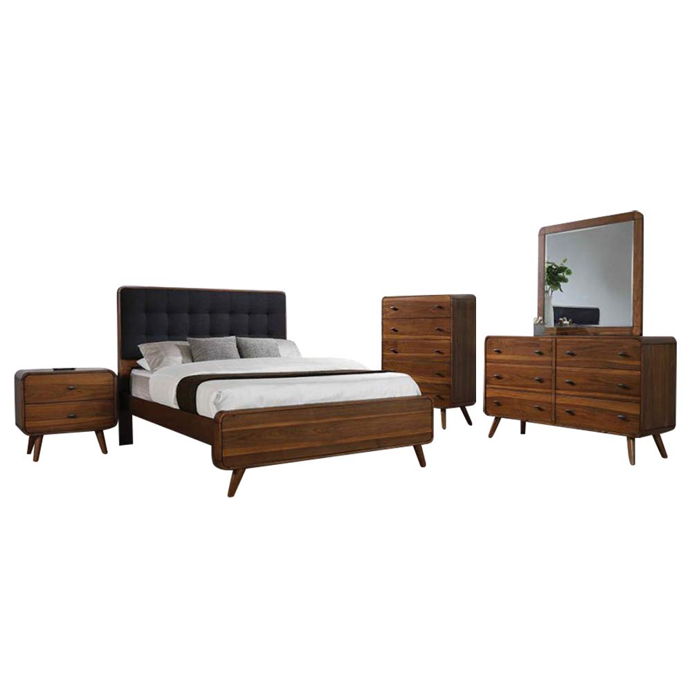 Coaster Robyn California King Bed 5-Piece Set, Dark Walnut